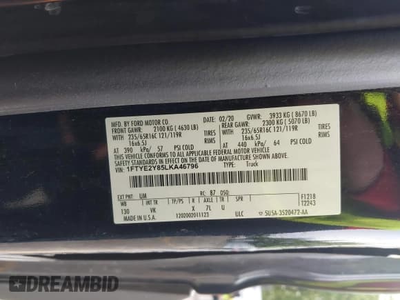 ✅ 2020 Ford Transit • VIN: 1FTYE2Y85LKA46796 • Lot: 42350793. Listed on IAAI with 96,980 mi. Free auction sales archive from the USA and detailed vehicle history report at DreamBid. Image 9.