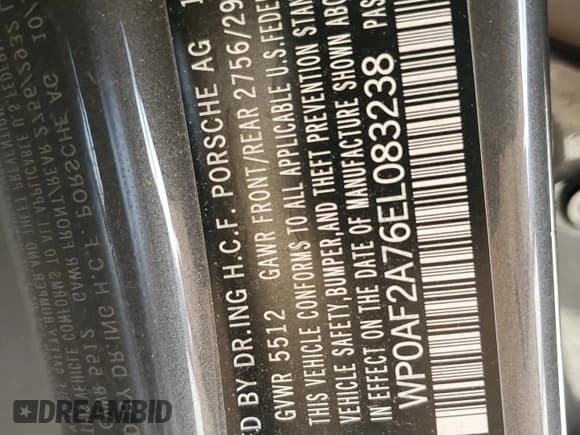 ✅ 2014 Porsche Panamera GTS • VIN: WP0AF2A76EL083238 • Lot: 50017155. Listed on Copart with 93,928 mi. Free auction sales archive from the USA and detailed vehicle history report at DreamBid. Image 12.