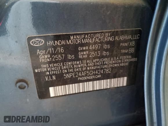 ✅ 2016 Hyundai Sonata 2.4L • VIN: 5NPE24AF5GH424782 • Лот: 82473305. Опубликован ранее на Copart с пробегом 129 742 миль. Бесплатный доступ к архиву аукционных продаж из США и подробный отчёт об истории автомобиля на DreamBid. Изображение 12.