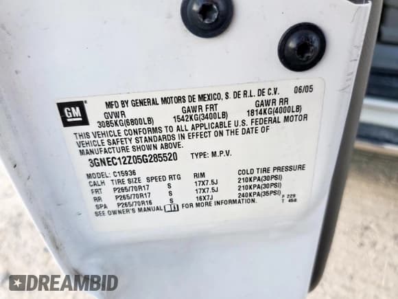 ✅ 2005 Chevrolet Avalanche Z66 • VIN: 3GNEC12Z05G285520 • Лот: 84756755. Опубликован ранее на Copart с пробегом 101 168 миль. Бесплатный доступ к архиву аукционных продаж из США и подробный отчёт об истории автомобиля на DreamBid. Изображение 12.