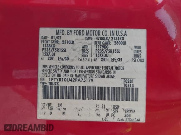 ✅ 2002 Ford Ranger XL • VIN: 1FTYR10U42PA75179 • Лот: 43116900. Опубликован ранее на IAAI с пробегом 214 943 миль. Бесплатный доступ к архиву аукционных продаж из США и подробный отчёт об истории автомобиля на DreamBid. Изображение 9.