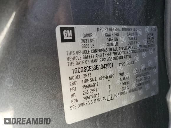 ✅ 2016 Chevrolet Colorado 2WD LT • VIN: 1GCGSCE33G1343001 • Лот: 86334515. Опубликован ранее на Copart с пробегом 61 103 миль. Бесплатный доступ к архиву аукционных продаж из США и подробный отчёт об истории автомобиля на DreamBid. Изображение 13.