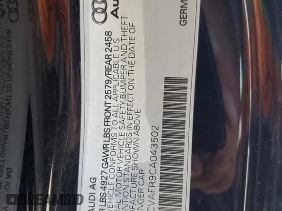 ✅ 2012 Audi S5 Premium Plus • VIN: WAUCVAFR9CA043502 • Лот: 62597305. Опубликован ранее на Copart с пробегом 96 299 миль. Бесплатный доступ к архиву аукционных продаж из США и подробный отчёт об истории автомобиля на DreamBid. Изображение 12.