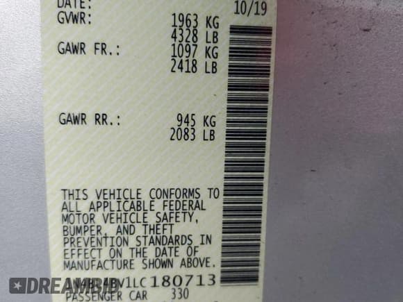 ✅ 2020 Nissan Altima S • VIN: 1N4BL4BV1LC180713 • Lot: 93054995. Listed on Copart with 75,518 mi. Free auction sales archive from the USA and detailed vehicle history report at DreamBid. Image 12.