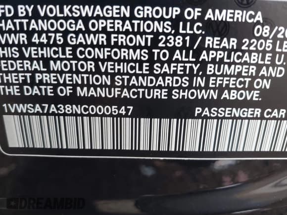 ✅ 2022 Volkswagen Passat SE • VIN: 1VWSA7A38NC000547 • Лот: 43763651. Опубликован ранее на IAAI с пробегом 51 289 миль. Бесплатный доступ к архиву аукционных продаж из США и подробный отчёт об истории автомобиля на DreamBid. Изображение 9.