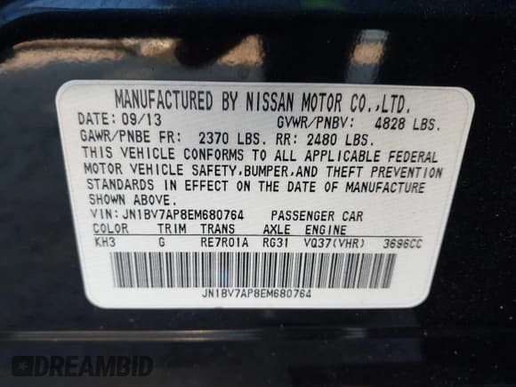 ✅ 2014 Infiniti Q50 Premium • VIN: JN1BV7AP8EM680764 • Лот: 43192264. Опубликован ранее на IAAI с пробегом 164 695 миль. Бесплатный доступ к архиву аукционных продаж из США и подробный отчёт об истории автомобиля на DreamBid. Изображение 9.