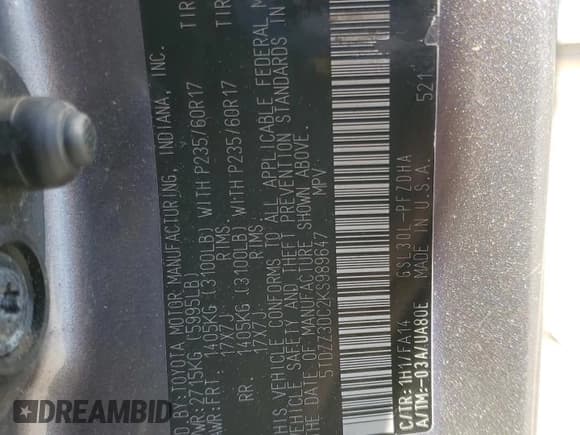 ✅ 2019 Toyota Sienna L • VIN: 5TDZZ3DC2KS989647 • Lot: 90562175. Wystawiony na Copart z przebiegiem 128 436 mil. Bezpłatny archiwum sprzedaży aukcyjnych z USA i szczegółowy raport historii pojazdu na DreamBid. Zdjęcie 13.