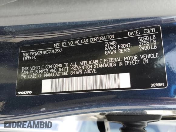 ✅ 2012 Volvo S60 T6 • VIN: YV1902FHXC2043537 • Lot: 56198395. Wystawiony na Copart z przebiegiem 83 614 mil. Bezpłatny archiwum sprzedaży aukcyjnych z USA i szczegółowy raport historii pojazdu na DreamBid. Zdjęcie 12.