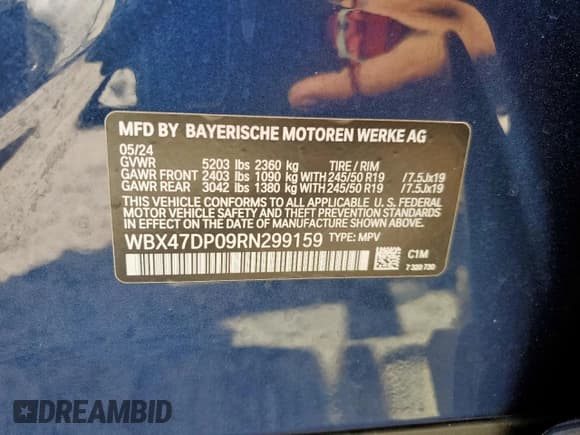 ✅ 2024 BMW X3 sDrive30i • VIN: WBX47DP09RN299159 • Лот: 85147975. Опубликован ранее на Copart с пробегом 2 469 миль. Бесплатный доступ к архиву аукционных продаж из США и подробный отчёт об истории автомобиля на DreamBid. Изображение 13.