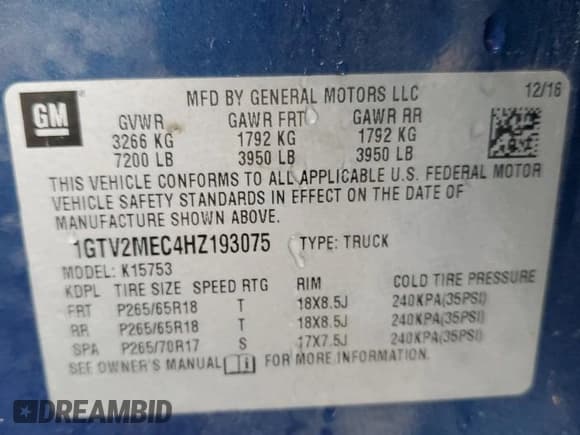 ✅ 2017 GMC Sierra 1500 SLE • VIN: 1GTV2MEC4HZ193075 • Lot: 89919275. Wystawiony na Copart z przebiegiem 169 361 mil. Bezpłatny archiwum sprzedaży aukcyjnych z USA i szczegółowy raport historii pojazdu na DreamBid. Zdjęcie 12.