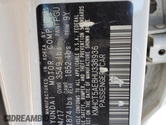 ✅ 2017 Hyundai Accent SE • VIN: KMHCT5AE8HU338936 • Лот: 58450684. Опубликован ранее на Copart с пробегом 98 988 миль. Бесплатный доступ к архиву аукционных продаж из США и подробный отчёт об истории автомобиля на DreamBid. Изображение 14.