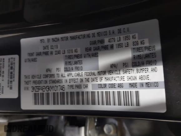 ✅ 2019 Mazda 3 Premium • VIN: 3MZBPAEM3KM101746 • Lot: 41548160. Listed on IAAI with 71,593 mi. Free auction sales archive from the USA and detailed vehicle history report at DreamBid. Image 9.