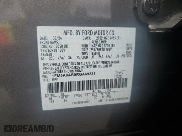 ✅ 2024 Ford Police Interceptor Utility • VIN: 1FM5K8AB9RGA69221 • Lot: 51231915. Wystawiony na Copart z przebiegiem 3 386 mil. Bezpłatny archiwum sprzedaży aukcyjnych z USA i szczegółowy raport historii pojazdu na DreamBid. Zdjęcie 13.