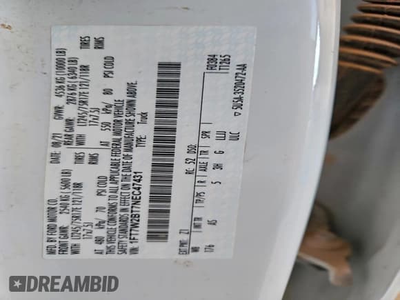 ✅ 2022 Ford F-250 XL • VIN: 1FT7W2BT7NEC47431 • Lot: 94489695. Listed on Copart with 129,046 mi. Free auction sales archive from the USA and detailed vehicle history report at DreamBid. Image 12.