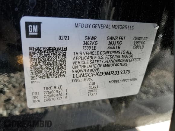 ✅ 2021 Chevrolet Suburban Premier • VIN: 1GNSCFKD9MR313379 • Lot: 81958015. Wystawiony na Copart z przebiegiem 89 882 mil. Bezpłatny archiwum sprzedaży aukcyjnych z USA i szczegółowy raport historii pojazdu na DreamBid. Zdjęcie 13.