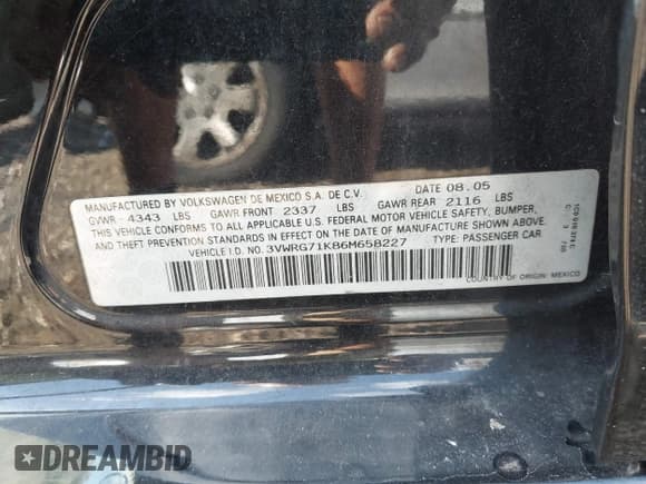 ✅ 2006 Volkswagen Jetta 2.5L • VIN: 3VWRG71K86M658227 • Лот: 43102186. Опубликован ранее на IAAI с пробегом 175 406 миль. Бесплатный доступ к архиву аукционных продаж из США и подробный отчёт об истории автомобиля на DreamBid. Изображение 9.