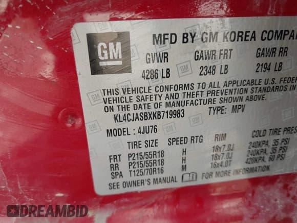 ✅ 2019 Buick Encore Preferred • VIN: KL4CJASBXKB719983 • Lot: 43206884. Listed on IAAI with 106,866 mi. Free auction sales archive from the USA and detailed vehicle history report at DreamBid. Image 9.