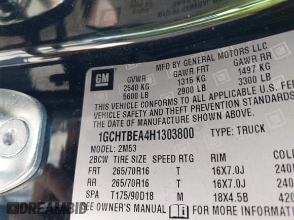 ✅ 2017 Chevrolet Colorado 4WD Work Truck • VIN: 1GCHTBEA4H1303800 • Лот: 42119058. Опубликован ранее на IAAI с пробегом 57 264 миль. Бесплатный доступ к архиву аукционных продаж из США и подробный отчёт об истории автомобиля на DreamBid. Изображение 9.