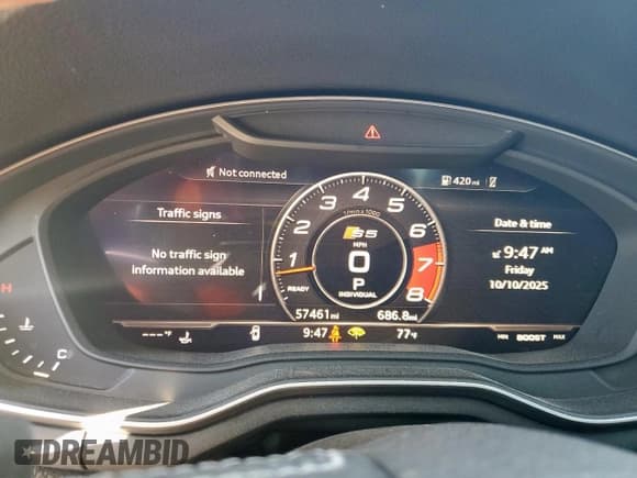 ✅ 2019 Audi S5 Sportback Prestige • VIN: WAUC4CF57KA023534 • Lot: 85591005. Listed on Copart with 57,461 mi. Free auction sales archive from the USA and detailed vehicle history report at DreamBid. Image 9.