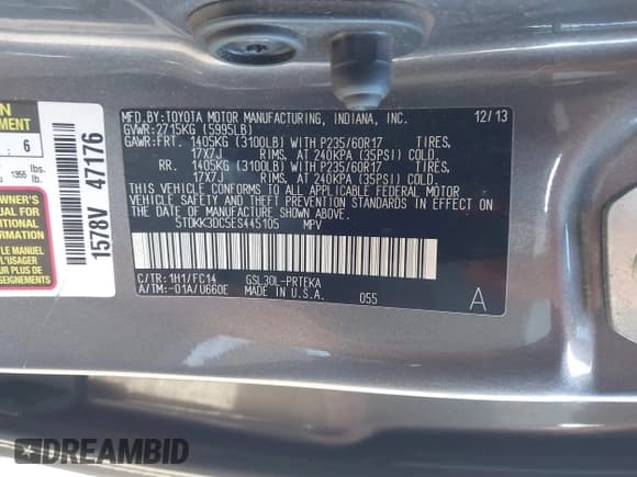 ✅ 2014 Toyota Sienna LE AAS • VIN: 5TDKK3DC5ES445105 • Lot: 41097560. Listed on IAAI with 114,283 mi. Free auction sales archive from the USA and detailed vehicle history report at DreamBid. Image 9.