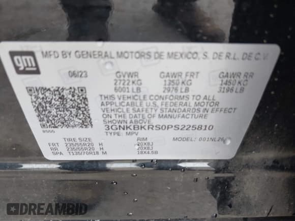 ✅ 2023 Chevrolet Blazer RS • VIN: 3GNKBKRS0PS225810 • Lot: 42115702. Listed on IAAI with 36,393 mi. Free auction sales archive from the USA and detailed vehicle history report at DreamBid. Image 9.