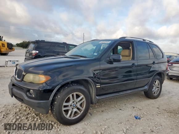 ✅ 2005 BMW X5 3.0i • VIN: 5UXFA13575LY20262 • Лот: 65640945. Опубликован ранее на Copart с пробегом 194 674 миль. Бесплатный доступ к архиву аукционных продаж из США и подробный отчёт об истории автомобиля на DreamBid. Изображение 1.