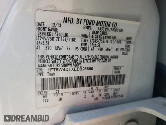 ✅ 2014 Ford F-450 XL • VIN: 1FT8W4DTXEEB28690 • Lot: 75767634. Wystawiony na Copart z przebiegiem 284 347 mil. Bezpłatny archiwum sprzedaży aukcyjnych z USA i szczegółowy raport historii pojazdu na DreamBid. Zdjęcie 12.