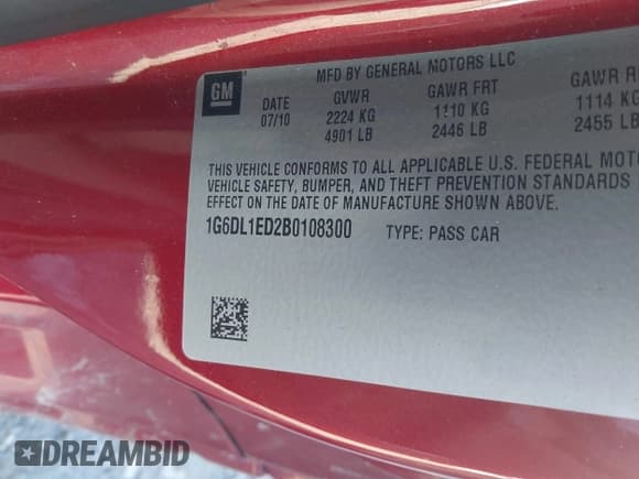 ✅ 2011 Cadillac CTS Performance • VIN: 1G6DL1ED2B0108300 • Lot: 41575695. Wystawiony na IAAI z przebiegiem 116 257 mil. Bezpłatny archiwum sprzedaży aukcyjnych z USA i szczegółowy raport historii pojazdu na DreamBid. Zdjęcie 9.