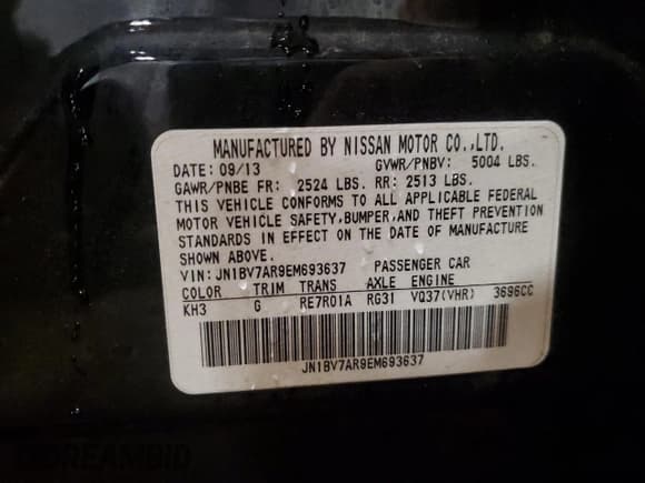 ✅ 2014 Infiniti Q50 Sport • VIN: JN1BV7AR9EM693637 • Lot: 91909225. Listed on Copart with 170,841 mi. Free auction sales archive from the USA and detailed vehicle history report at DreamBid. Image 12.