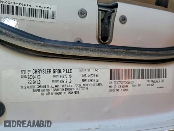 ✅ 2012 Chrysler 300 Limited • VIN: 2C3CCACG7CH180729 • Lot: 94340755. Listed on Copart with 153,723 mi. Free auction sales archive from the USA and detailed vehicle history report at DreamBid. Image 12.