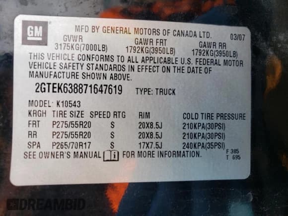 ✅ 2007 GMC Sierra Denali • VIN: 2GTEK638871647619 • Лот: 87850375. Опубликован ранее на Copart с пробегом 158 019 миль. Бесплатный доступ к архиву аукционных продаж из США и подробный отчёт об истории автомобиля на DreamBid. Изображение 13.