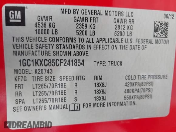 ✅ 2012 Chevrolet Silverado 2500HD LT • VIN: 1GC1KXC85CF241854 • Лот: 42551790. Опубликован ранее на IAAI с пробегом 177 958 миль. Бесплатный доступ к архиву аукционных продаж из США и подробный отчёт об истории автомобиля на DreamBid. Изображение 9.