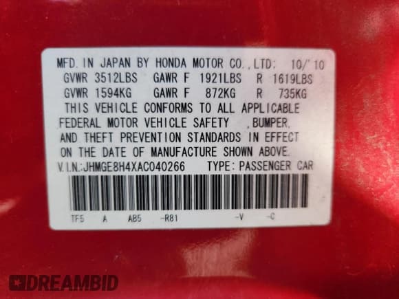 ✅ 2010 Honda Fit Sport • VIN: JHMGE8H4XAC040266 • Lot: 89741235. Wystawiony na Copart z przebiegiem 90 643 mil. Bezpłatny archiwum sprzedaży aukcyjnych z USA i szczegółowy raport historii pojazdu na DreamBid. Zdjęcie 13.