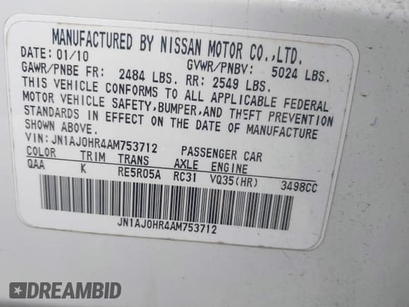 ✅ 2010 Infiniti EX Journey • VIN: JN1AJ0HR4AM753712 • Lot: 41928334. Listed on IAAI with 168,773 mi. Free auction sales archive from the USA and detailed vehicle history report at DreamBid. Image 9.