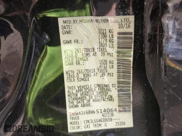 ✅ 2017 Nissan Titan SV • VIN: 1N6AA1E68HN514064 • Лот: 42128619. Опубликован ранее на IAAI с пробегом 140 529 миль. Бесплатный доступ к архиву аукционных продаж из США и подробный отчёт об истории автомобиля на DreamBid. Изображение 9.
