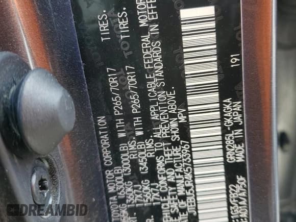 ✅ 2019 Toyota 4Runner SR5 • VIN: JTEBU5JR4K5733967 • Lot: 51937675. Wystawiony na Copart z przebiegiem 42 467 mil. Bezpłatny archiwum sprzedaży aukcyjnych z USA i szczegółowy raport historii pojazdu na DreamBid. Zdjęcie 13.