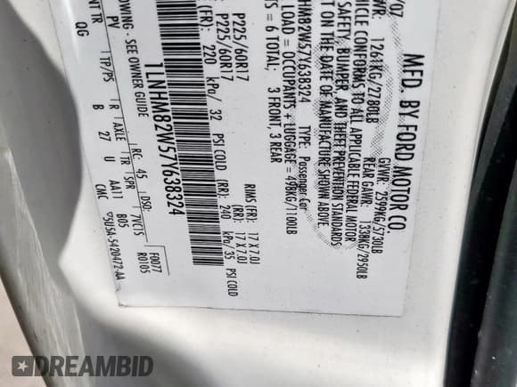 ✅ 2007 Lincoln Town Car Signature Limited • VIN: 1LNHM82W57Y638324 • Лот: 84647375. Опубликован ранее на Copart с пробегом 157 554 миль. Бесплатный доступ к архиву аукционных продаж из США и подробный отчёт об истории автомобиля на DreamBid. Изображение 12.