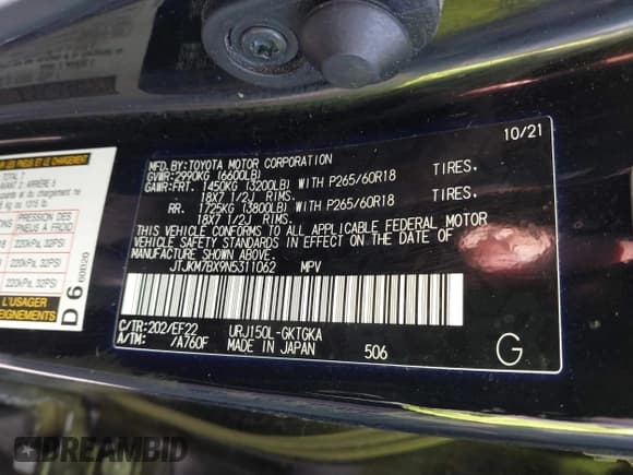 ✅ 2022 Lexus GX 460 • VIN: JTJKM7BX9N5311062 • Lot: 41775057. Wystawiony na IAAI z przebiegiem 42 279 mil. Bezpłatny archiwum sprzedaży aukcyjnych z USA i szczegółowy raport historii pojazdu na DreamBid. Zdjęcie 9.