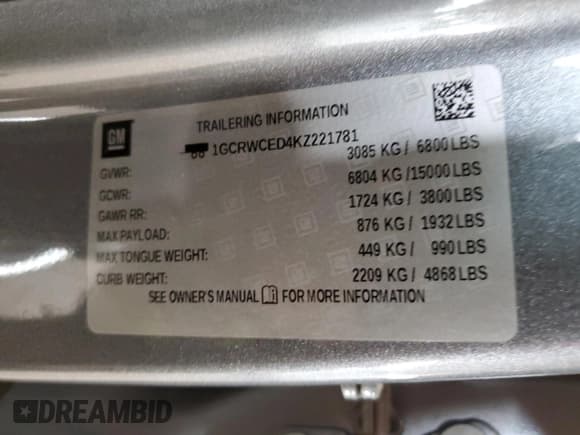 ✅ 2019 Chevrolet Silverado 1500 LT • VIN: 1GCRWCED4KZ221781 • Lot: 50650095. Wystawiony na Copart z przebiegiem 101 738 mil. Bezpłatny archiwum sprzedaży aukcyjnych z USA i szczegółowy raport historii pojazdu na DreamBid. Zdjęcie 12.