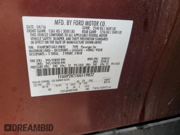 ✅ 2016 Ford Taurus SHO • VIN: 1FAHP2KT1GG119832 • Lot: 80216725. Listed on Copart with 116,318 mi. Free auction sales archive from the USA and detailed vehicle history report at DreamBid. Image 12.