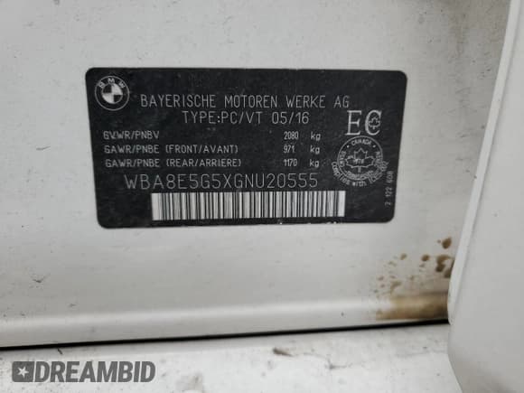 ✅ 2016 BMW 3 Series 320i xDrive • VIN: WBA8E5G5XGNU20555 • Lot: 83908054. Listed on Copart with Not provided. Free auction sales archive from the USA and detailed vehicle history report at DreamBid. Image 14.