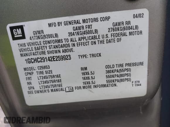 ✅ 2002 Chevrolet Silverado 2500HD LS • VIN: 1GCHC29142E259923 • Lot: 42919374. Listed on IAAI with 236,789 mi. Free auction sales archive from the USA and detailed vehicle history report at DreamBid. Image 9.