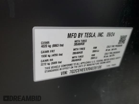 ✅ 2024 Tesla Cybertruck Cyberbeast • VIN: 7G2CEHEEXRA035106 • Лот: 88135895. Опубликован ранее на Copart с пробегом 1 362 миль. Бесплатный доступ к архиву аукционных продаж из США и подробный отчёт об истории автомобиля на DreamBid. Изображение 12.