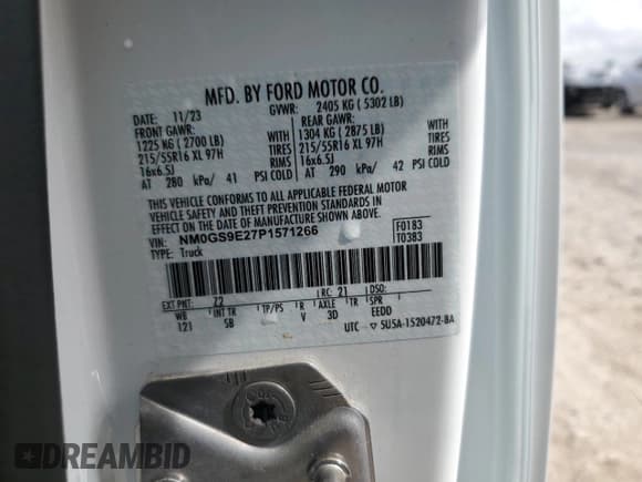 ✅ 2023 Ford Transit Connect XL • VIN: NM0GS9E27P1571266 • Lot: 85671044. Listed on Copart with 461 mi. Free auction sales archive from the USA and detailed vehicle history report at DreamBid. Image 13.