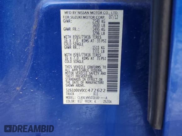 ✅ 2012 Suzuki Equator RMZ-4 • VIN: 5Z61D0EV0CC472622 • Lot: 41598545. Wystawiony na Copart z przebiegiem 100 207 mil. Bezpłatny archiwum sprzedaży aukcyjnych z USA i szczegółowy raport historii pojazdu na DreamBid. Zdjęcie 14.