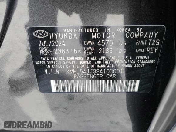 ✅ 2025 Hyundai Sonata Limited • VIN: KMHL54JJ3SA103001 • Лот: 81718025. Опубликован ранее на Copart с пробегом 12 817 миль. Бесплатный доступ к архиву аукционных продаж из США и подробный отчёт об истории автомобиля на DreamBid. Изображение 12.