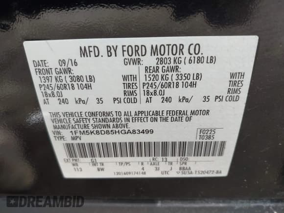 ✅ 2017 Ford Explorer XLT • VIN: 1FM5K8D85HGA83499 • Lot: 42059299. Wystawiony na IAAI z przebiegiem 76 484 mil. Bezpłatny archiwum sprzedaży aukcyjnych z USA i szczegółowy raport historii pojazdu na DreamBid. Zdjęcie 9.