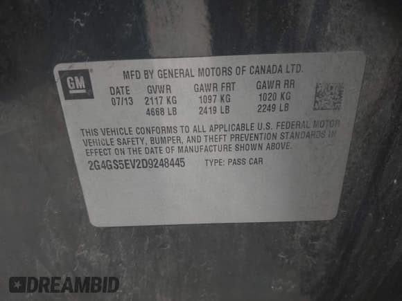 ✅ 2013 Buick Regal Turbo Premium 1 • VIN: 2G4GS5EV2D9248445 • Lot: 42760691. Wystawiony na IAAI z przebiegiem 119 128 mil. Bezpłatny archiwum sprzedaży aukcyjnych z USA i szczegółowy raport historii pojazdu na DreamBid. Zdjęcie 9.