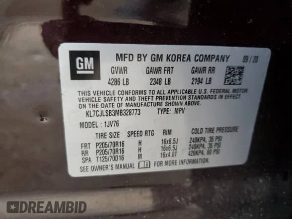 2021 Chevrolet Trax LT z VIN KL7CJLSB3MB328773, wystawiony jako Copart lot #85601425 z przebiegiem 47 541 mil mil oraz Szkoda całkowita • Salvage title. Historia ofert i sprzedaży dostępna na DreamBid. Obrazek 14.