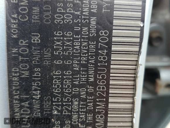 2005 Hyundai Tucson GL z VIN KM8JM12B65U184708, wystawiony jako Copart lot #73351044 z przebiegiem 209 563 mil mil oraz Szkoda całkowita • Salvage title. Historia ofert i sprzedaży dostępna na DreamBid. Obrazek 15.